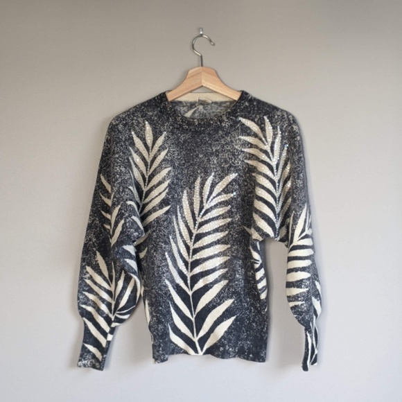 Fantastic vintage sequin cream and grey sweater alpaca-blend - Picture 6 of 8